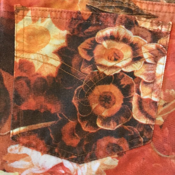 Vintage Mid-1990s Moschino Orange Floral Jeans. Size 29. - Picture 8 of 16